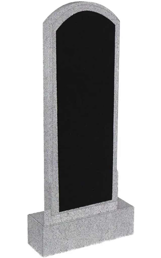 Памятник вертикальный из светло-серого гранита со вставкой из черного гранита ВБА-6
