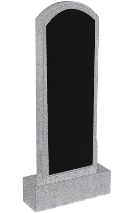 Фото для Памятник вертикальный из светло-серого гранита со вставкой из черного гранита ВБА-6