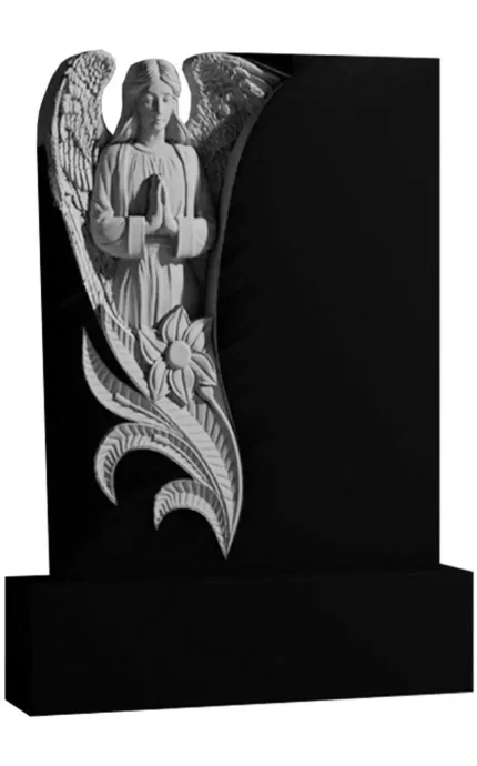 Фото для Гранитные памятники вертикальные резные черные ВАР-178 "Ангел" (премиум-класс)