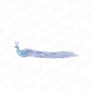 Фото для Украшение елочное Павлин голубой на прищепке