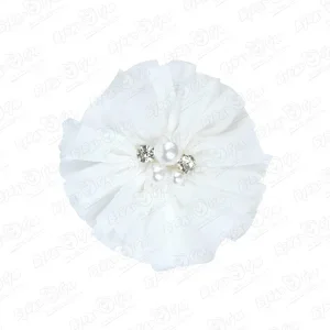 Фото для Резинка для волос с белым бантом-цветком фатин