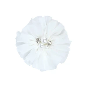 Фото для Резинка для волос с белым бантом-цветком фатин