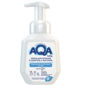 Фото для Пенка-шампунь AQA baby для купания с маслами для сухой и чувствительной кожи 250мл с 0мес