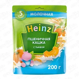 Фото для Каша Heinz молочная пшеничная с тыквой 200г с 5мес БЗМЖ