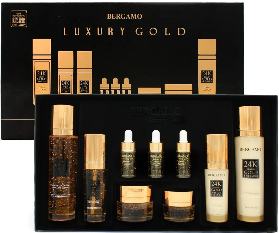 Bergamo Gold Skin Care Set 9pcs / Набор антивозрастной с коллагеном и золотом