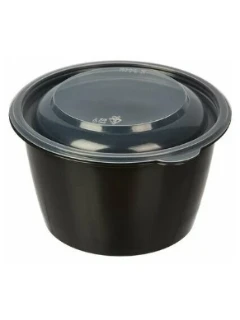 Фото для Одноразовый пластиковый контейнер: круглый с черным основанием, 1250 мл. 200 шт.