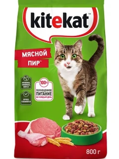 Фото для Сухой корм KiteKat "Мясной пир" для кошек, 800 г