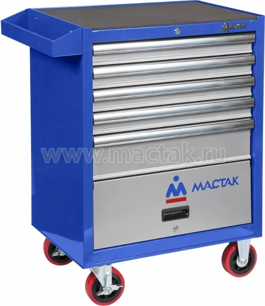 Фото для Тележка инструментальная серии «ПРИМА», 5 полок и отсек, синяя МАСТАК 522-05581B